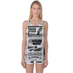 Creepy Newspaper One Piece Boyleg Swimsuit