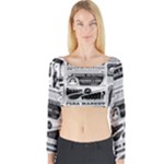 Creepy Newspaper Long Sleeve Crop Top (Tight Fit)