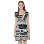 Creepy Newspaper Short Sleeve Skater Dress