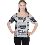 Creepy Newspaper Women s Cutout Shoulder Tee