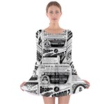 Creepy Newspaper Long Sleeve Skater Dress