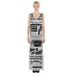 Creepy Newspaper Maxi Thigh Split Dress