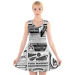 Creepy Newspaper V-Neck Sleeveless Dress