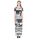 Creepy Newspaper Short Sleeve Maxi Dress