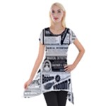 Creepy Newspaper Short Sleeve Side Drop Tunic