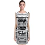 Creepy Newspaper Sleeveless Velvet Midi Dress