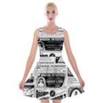 Creepy Newspaper Velvet Skater Dress