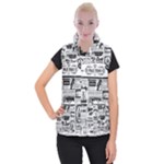 Creepy Newspaper Women s Button Up Puffer Vest