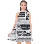 Creepy Newspaper Halter Neckline Chiffon Dress 