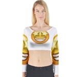 star eyes emoji Long Sleeve Crop Top (Tight Fit)