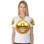 star eyes emoji Women s V-Neck Sport Mesh Tee