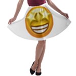 star eyes emoji A-line Skater Skirt