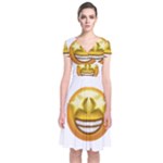 star eyes emoji Short Sleeve Front Wrap Dress