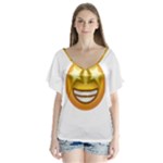 star eyes emoji V-Neck Flutter Sleeve Top