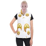 star eyes emoji Women s Button Up Puffer Vest