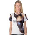 Siamese Cat Women s V-Neck Sport Mesh Tee