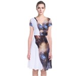 Siamese Cat Short Sleeve Front Wrap Dress