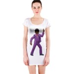 Emoji Dancing Man Short Sleeve Bodycon Dress