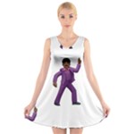 Emoji Dancing Man V-Neck Sleeveless Dress