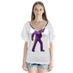 Emoji Dancing Man V-Neck Flutter Sleeve Top