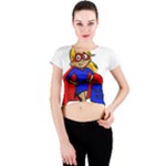 blonde super mom Crew Neck Crop Top