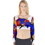 blonde super mom Long Sleeve Crop Top (Tight Fit)