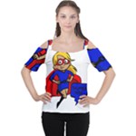 blonde super mom Women s Cutout Shoulder Tee