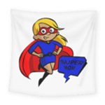 blonde super mom Square Tapestry (Large)