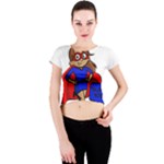 Brunette Super Mom Crew Neck Crop Top