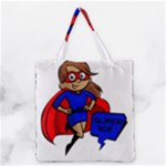 Brunette Super Mom Grocery Tote Bag