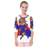 Brunette Super Mom Kids  Quarter Sleeve Raglan Tee