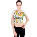 viva mexico Crew Neck Crop Top