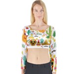 viva mexico Long Sleeve Crop Top (Tight Fit)