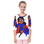 Black Super Mom Kids  Quarter Sleeve Raglan Tee