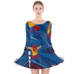 Cinco De Mayo Luchador Long Sleeve Velvet Skater Dress