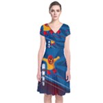 Cinco De Mayo Luchador Short Sleeve Front Wrap Dress