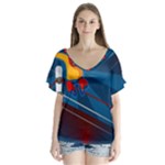 Cinco De Mayo Luchador V-Neck Flutter Sleeve Top