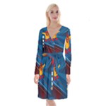 Cinco De Mayo Luchador Long Sleeve Velvet Front Wrap Dress