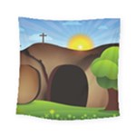 christ tomb Square Tapestry (Small)