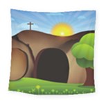 christ tomb Square Tapestry (Large)