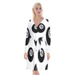 Emoji Eight Ball Long Sleeve Velvet Front Wrap Dress