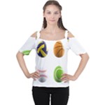 sports easter eggs Women s Cutout Shoulder Tee