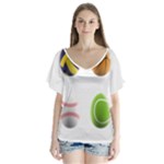 sports easter eggs V-Neck Flutter Sleeve Top