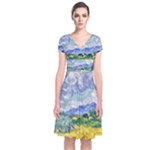 Van gogh Short Sleeve Front Wrap Dress