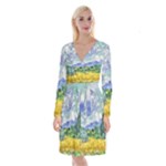 Van gogh Long Sleeve Velvet Front Wrap Dress