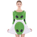 Emoji Aliens Long Sleeve Velvet Skater Dress