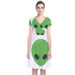 Emoji Aliens Short Sleeve Front Wrap Dress