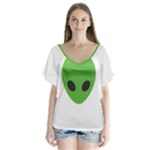 Emoji Aliens V-Neck Flutter Sleeve Top