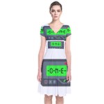 Emoji Pager Short Sleeve Front Wrap Dress