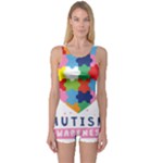 pink autism awareness One Piece Boyleg Swimsuit